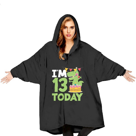 I'm 13 Today Dinosaur 13th Birthday Fun Blanket Hoodies