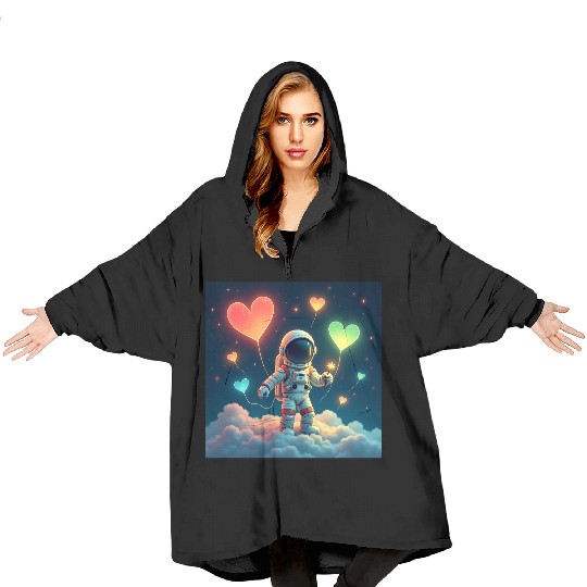 Astronauts are full of love Blanket Hoodies