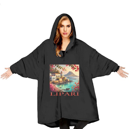 Lipari Volcano Mediterranean Terracotta Vacation Blanket Hoodies