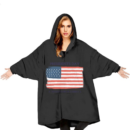 US flag.Presidents Day Blanket Hoodies