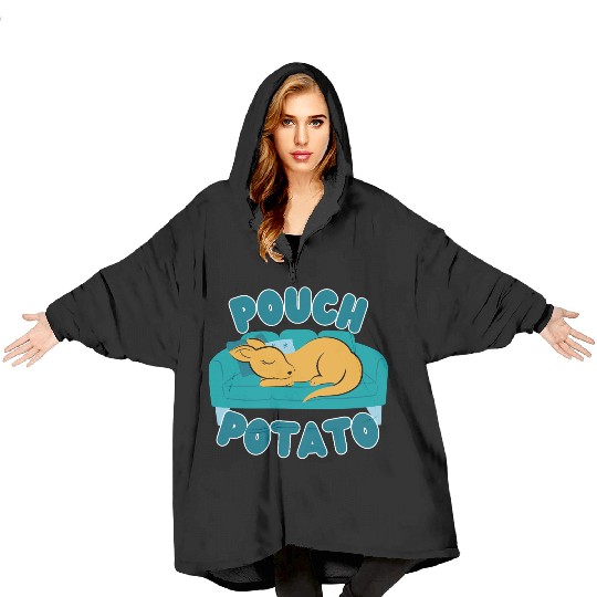 Pouch Potato Funny Cute Sleepy Kangaroo Blanket Hoodies