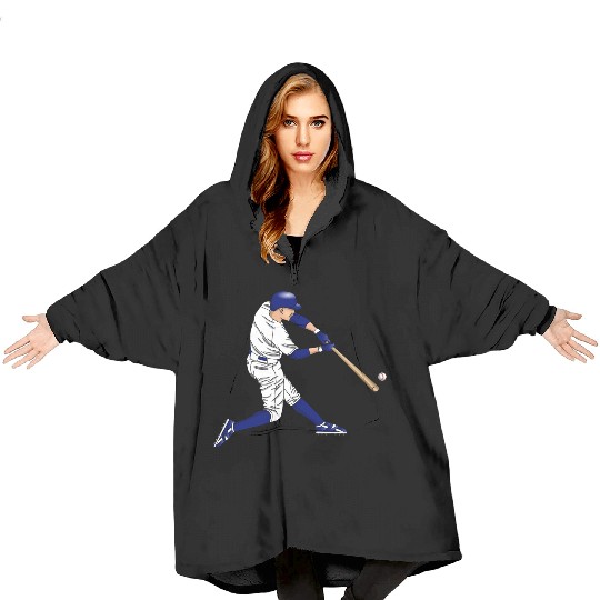 baseball player hitting ball with bat Blanket Hoodies