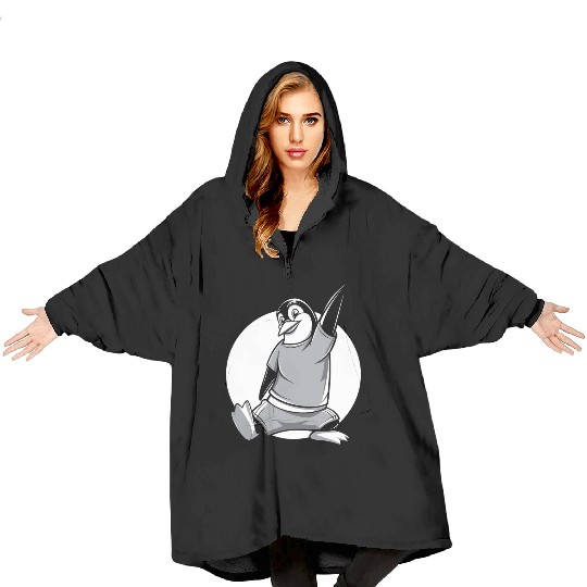 Fitness Penguin Stretch Workout Fun Blanket Hoodies