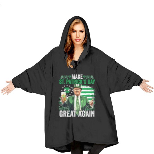 Make St Patricks Day Great Again Funny Trump Blanket Hoodies
