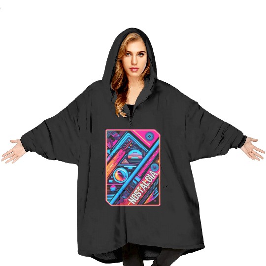 Neon Nostalgia - Vintage vibes Blanket Hoodies