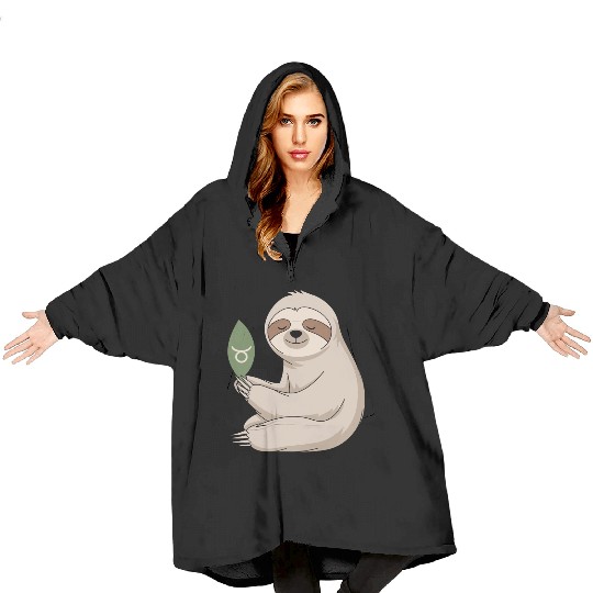 Taurus Zodiac Sloth Embracing Serenity Blanket Hoodies