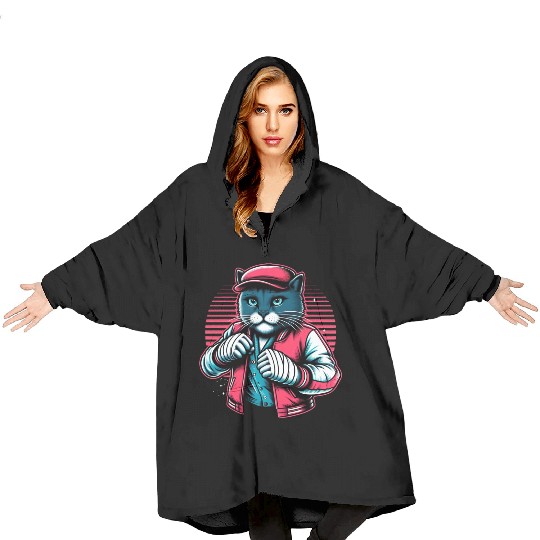 Vintage Street Fighter Cat #Vintage #Streetwear Blanket Hoodies