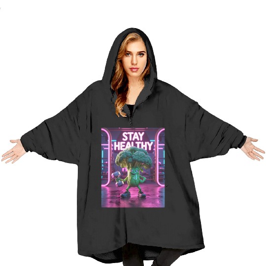Broccoli Gym Workout STAY HEALTHY Blanket Hoodies