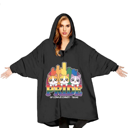 Pride of Corpus Christi City Texas USA Rainbow Fla Blanket Hoodies