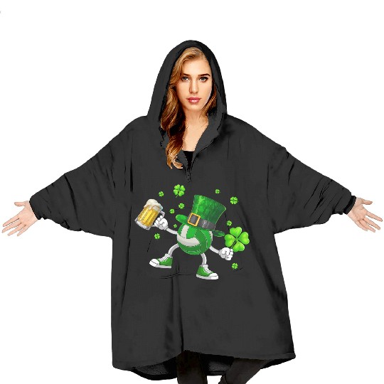 Volleyball Drinking Beer St Patrick's Day Blanket Hoodies