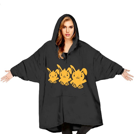 3 Rabbits Three Friends Team Crew Waving Sitting Blanket Hoodies