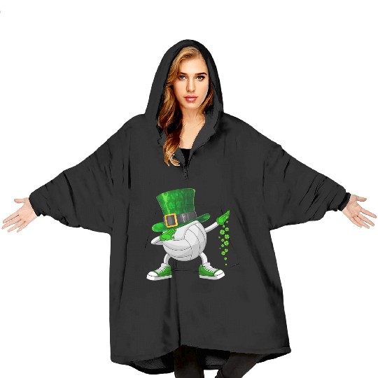 Funny Dabbing Shamrock Volleyball St Patrick's Day Blanket Hoodies