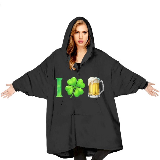 I Shamrock Beer Funny St Patrick's Day I Love Beer Blanket Hoodies