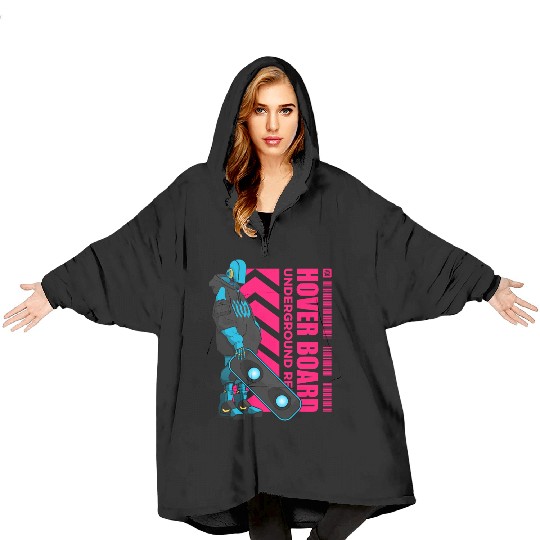 Cyberpunk Hoverboard Rebel – Futuristic Streetwear Blanket Hoodies
