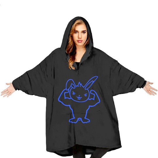 Bunny Bodybuilder Gym Muscle Strong Fitness Biceps Blanket Hoodies