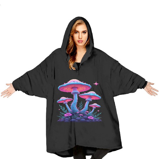 Glow Mystical Mushrooms Blanket Hoodies