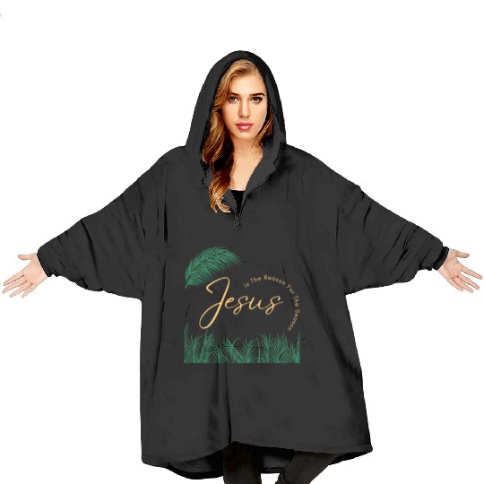 Jesus Is The Reason For The Season - Gold Text Blanket Hoodies