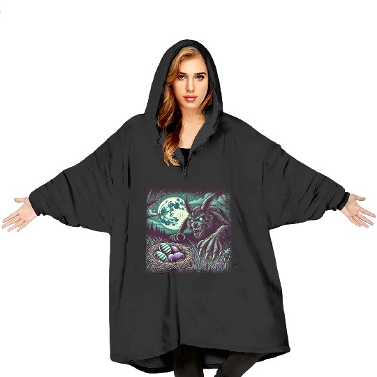 Creepy Werewolf Easter Bunny Nightmare Blanket Hoodies