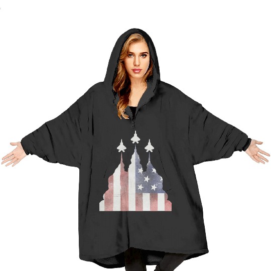 Patriotic Flyby F-22 Raptor Blanket Hoodies
