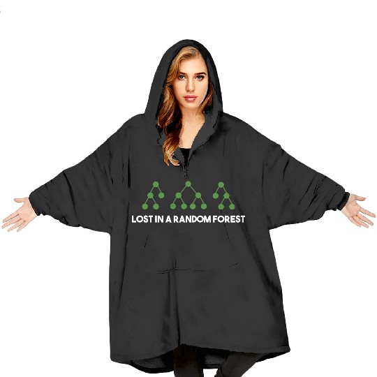 Lost in a Random Forest – Machine Learning Humor Blanket Hoodies