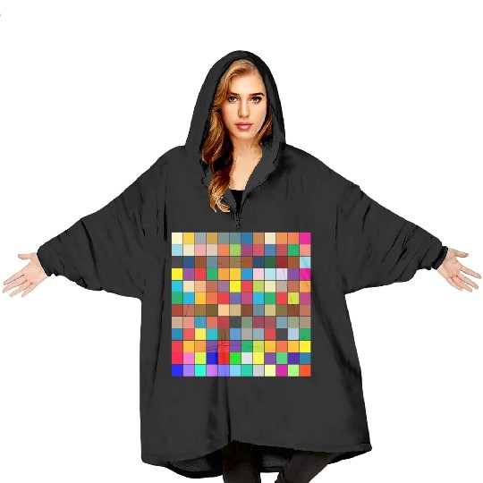 "Vibrant Multi-Color Square Box Design Blanket Hoodies"