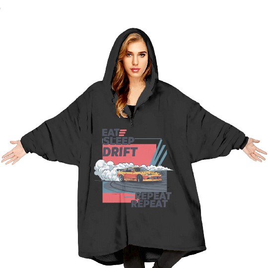 Eat Sleep Drift Repeat Blanket Hoodies – Neon JDM Car Raci