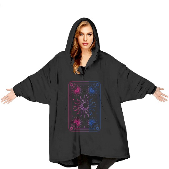 Mystical Tarot Card Sun in Bisexual Flag Colors Blanket Hoodies