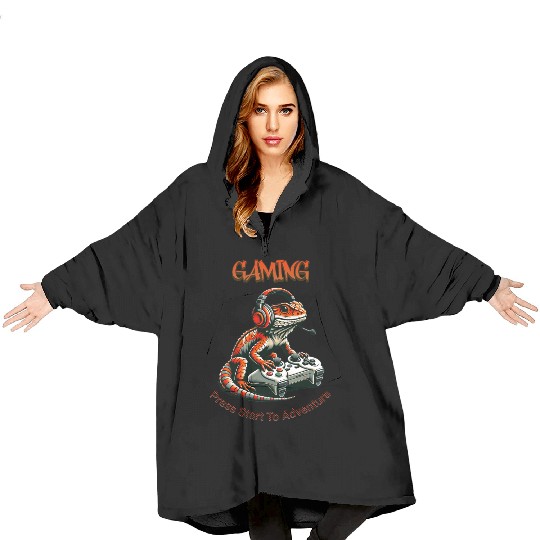 Gaming Press Start To Adventure Blanket Hoodies