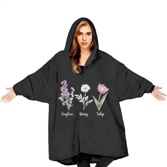 Vintage Floral Plant Foxglove Daisy Tulip Flower Blanket Hoodies
