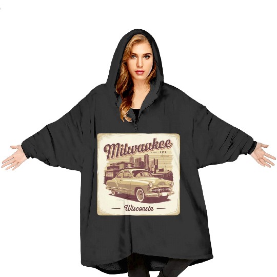 Milwaukee Souvenir and Travel Gift Idea Blanket Hoodies