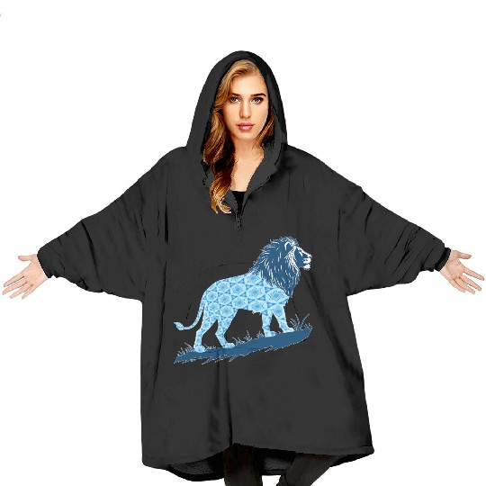 Star of David Pattern 2 Lion of Judah Blanket Hoodies