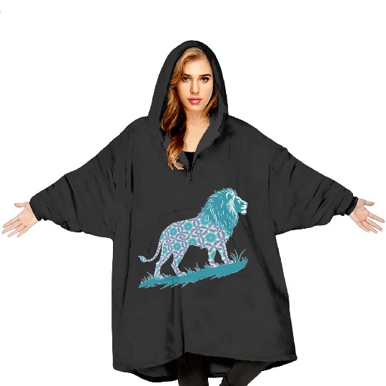 Star of David Pattern 8 Lion of Judah Blanket Hoodies