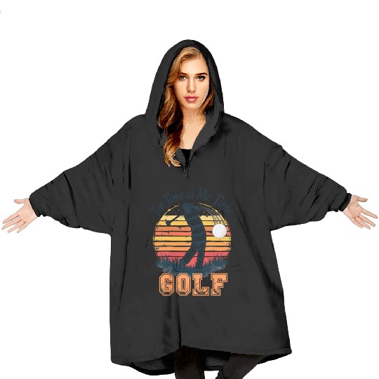 Golf Swing Typography - Vintage Golfer Design Blanket Hoodies