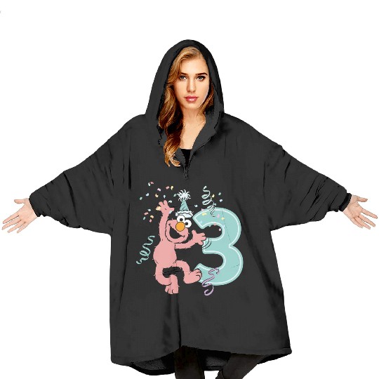 Sesame Street Birthday Design With Elmo 3 Years Blanket Hoodies