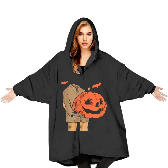 Scary Spooky Jack O Lantern Face Pumpkin Men Boys Blanket Hoodies