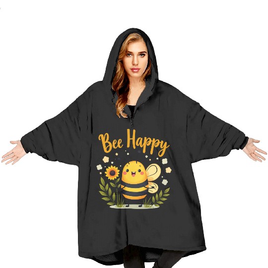 Happy Beekeeping Bee with Sunflower Joy Blanket Hoodies