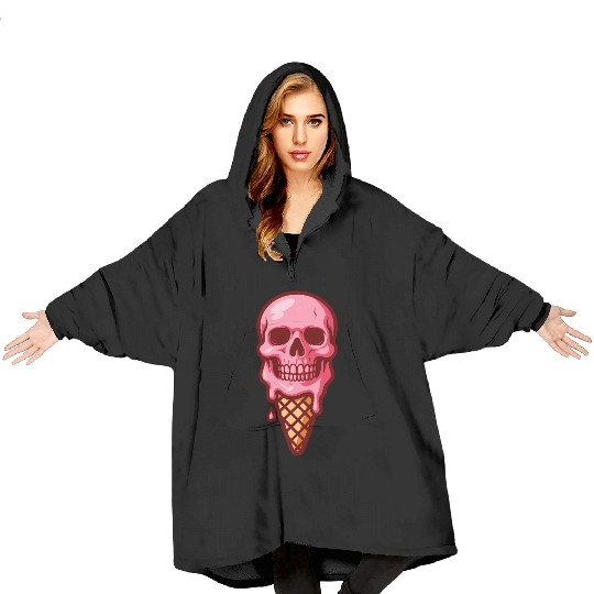 ice-cream skull Blanket Hoodies