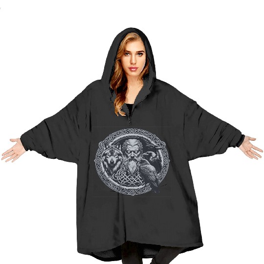 Viking Warrior Man Odin Thor Norman Walhalla Blanket Hoodies