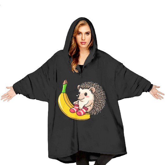 Hedgehog on a Banana Blanket Hoodies
