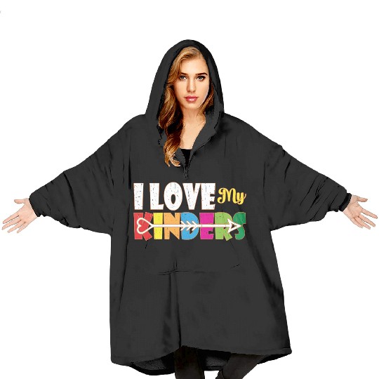 I Love My Kinders Colorful Teacher Appreciation Te Blanket Hoodies