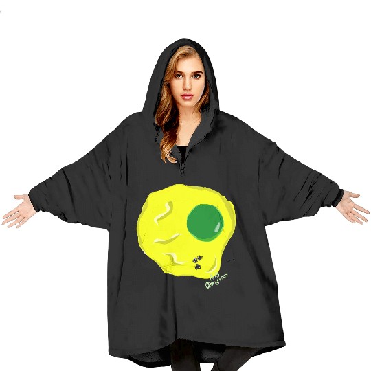 Yellow and green fried egg and flies Blanket Hoodies