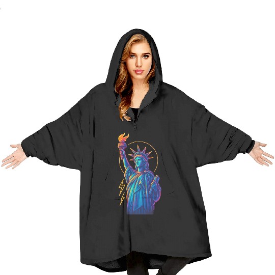 Statue of Liberty Neon Blanket Hoodies Design