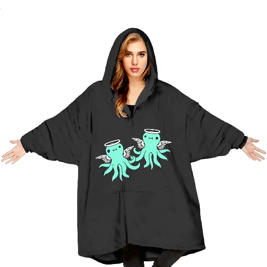 2 octopus angel team two friends wings halo flying Blanket Hoodies