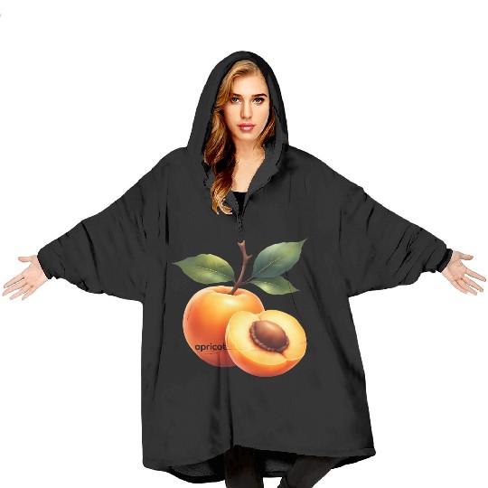 Apricot branch with green leaves Blanket Hoodies