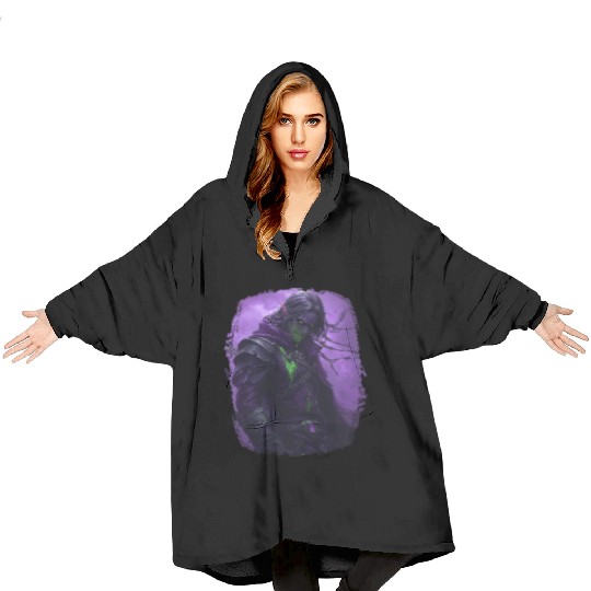 Dark Elf with Poison Magic and Purple Shadow Power Blanket Hoodies