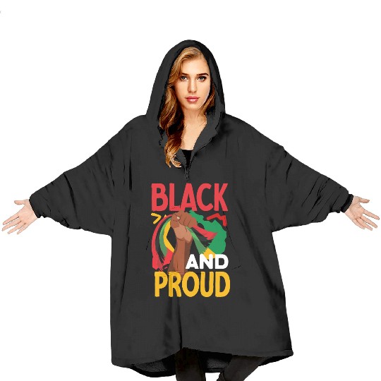 Juneteenth Black And Proud Blanket Hoodies