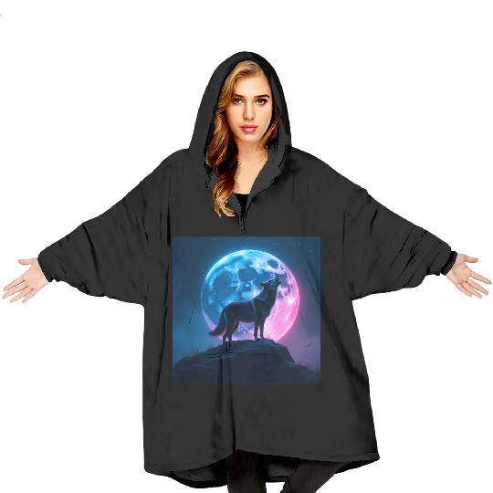 Howl of the Neon Moon Blanket Hoodies