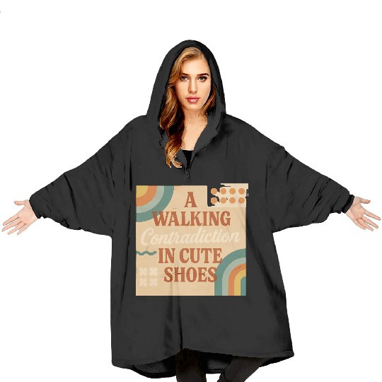 A Walking Contradiction in Cute Shoes - Retro Blanket Hoodies