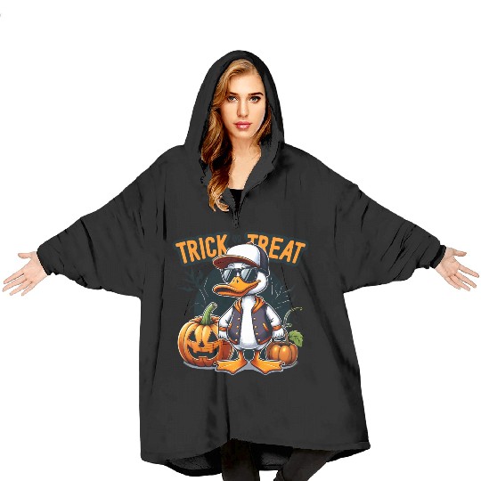 Halloween Trick Treat Duck Blanket Hoodies