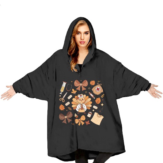 Boho Floral Nurse Thanksgiving Blanket Hoodies